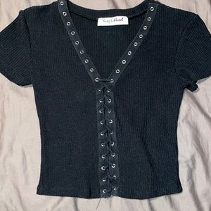 Black lace up top